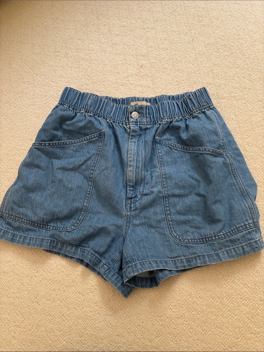 Madewell Elastic Waist Denim Shorts - Medium Blue Wash